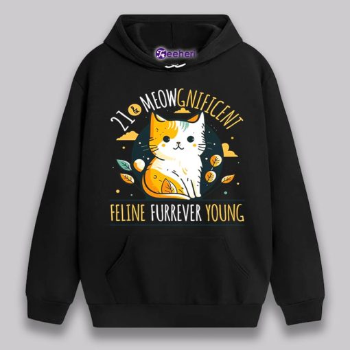 21 Year Old Cat Meowg Nificent Feline Furrever Young 21St Birthday Shirt Idea