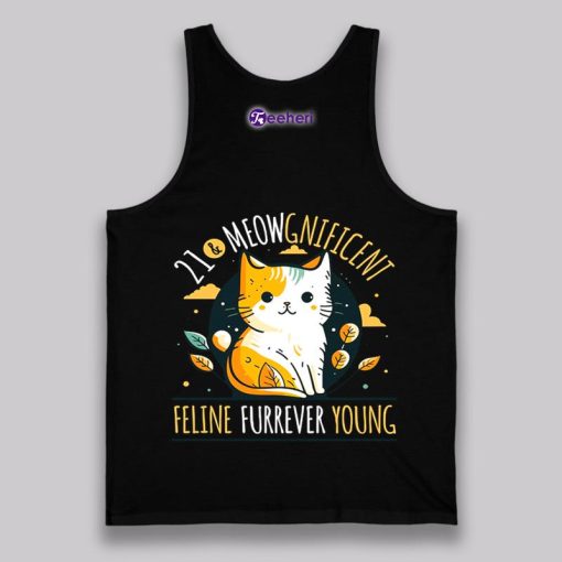 21 Year Old Cat Meowg Nificent Feline Furrever Young 21St Birthday Shirt Idea