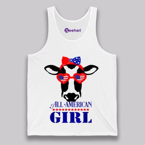 All American Girl Patriotic Cow 4Th Of July White Shirt Boys Girls