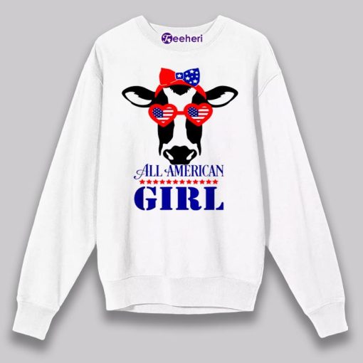 All American Girl Patriotic Cow 4Th Of July White Shirt Boys Girls