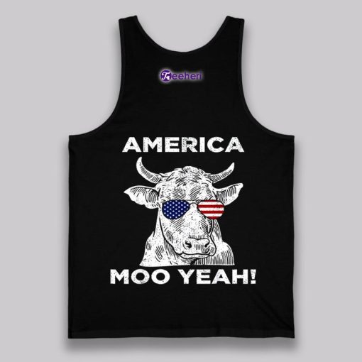 America Moo Yeah Cow 4Th Of July Black Shirt Vintage