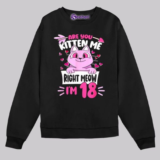 Are You Kitten Me Right Meow Pink Cat 18Th Birthday Shirt Ideas Boy Girl