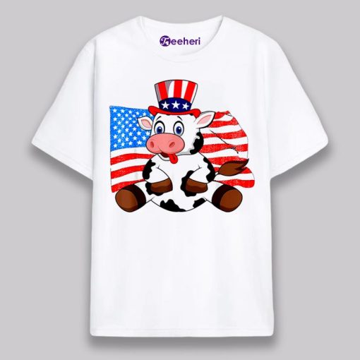 Baby Cow Funny 4Th Of July White Shirt For Kids