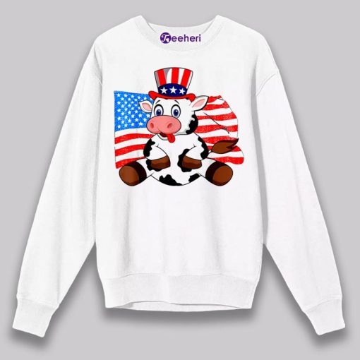 Baby Cow Funny 4Th Of July White Shirt For Kids