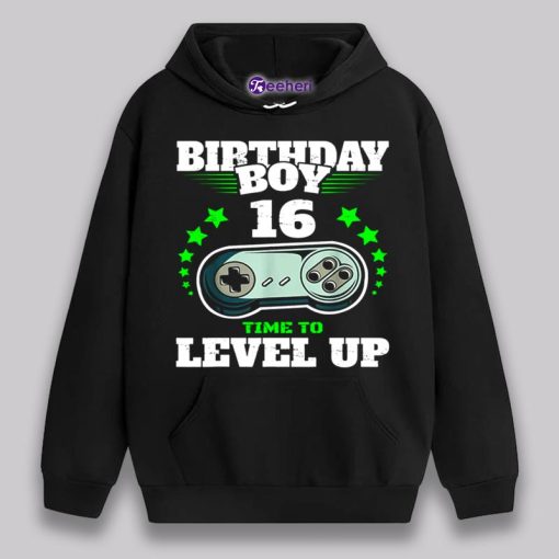 Boy Time To Level Up 16 Years Old Birthday Shirt Graphic