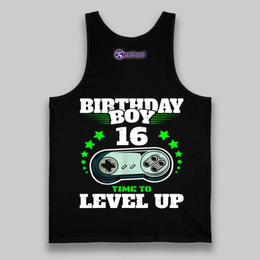 Boy Time To Level Up 16 Years Old Birthday Shirt Graphic