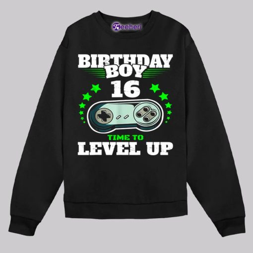 Boy Time To Level Up 16 Years Old Birthday Shirt Graphic