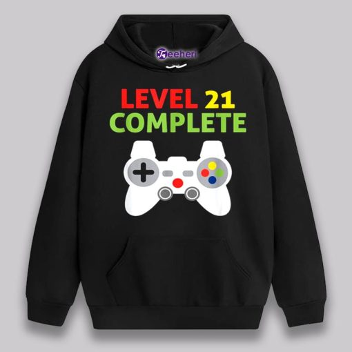 Funny Video Gamer Gift Level 21 Complete 21St Birthday Shirt Boy