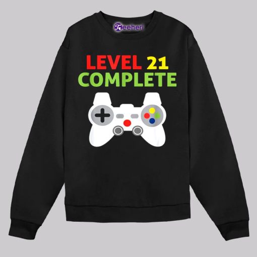 Funny Video Gamer Gift Level 21 Complete 21St Birthday Shirt Boy