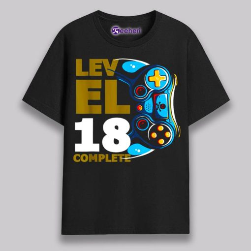 Level 18 Complete 18Th Birthday Shirt Gift For Boys Gamer