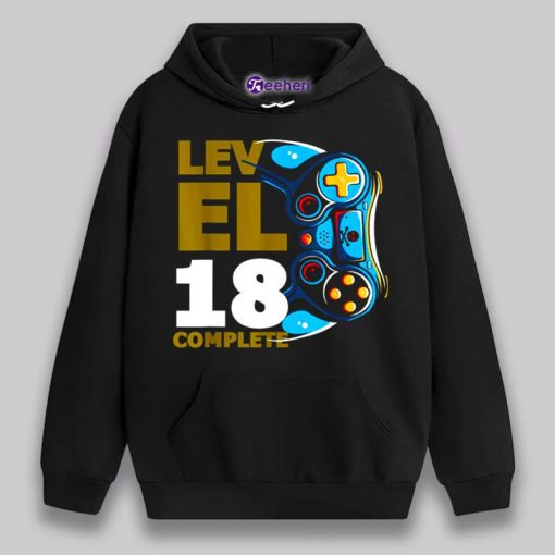 Level 18 Complete 18Th Birthday Shirt Gift For Boys Gamer