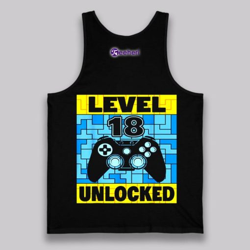 Level 18 Unlocked Gamer Video 18Th Birthday Graphic Shirt Boys