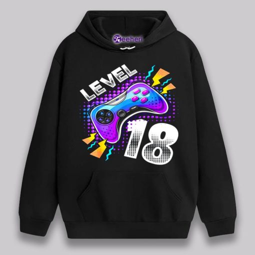 Level 18 Video Game Neon 18Th Birthday Shirt Boy