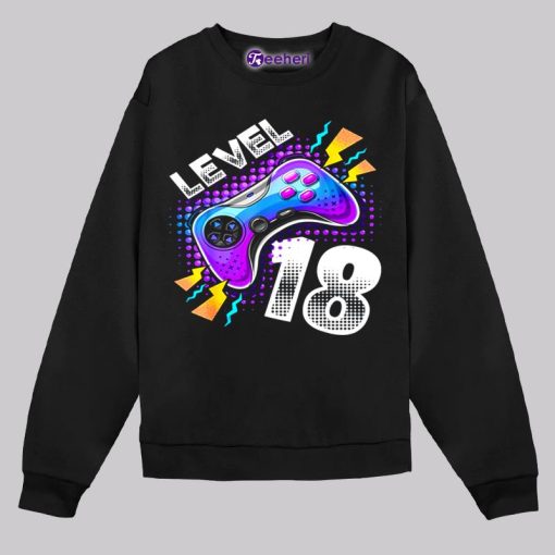 Level 18 Video Game Neon 18Th Birthday Shirt Boy