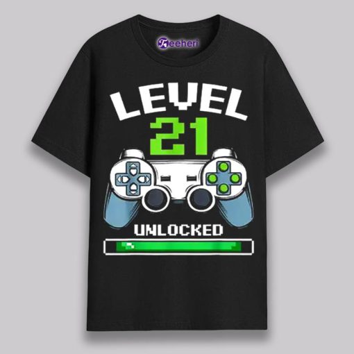 Level 21 Unlocked 21St Birthday Shirt Gift For Boy Love Game