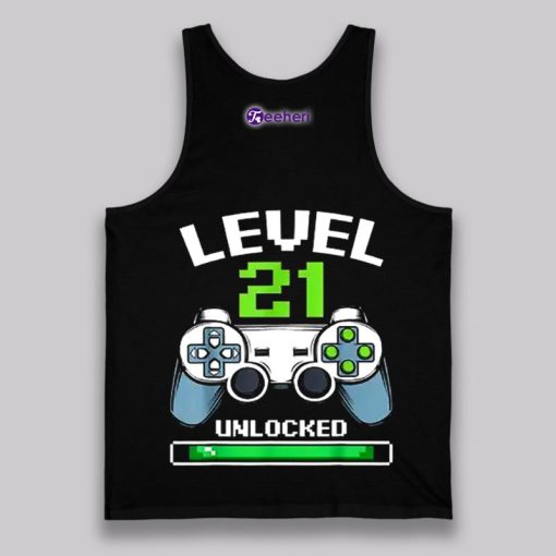 Level 21 Unlocked 21St Birthday Shirt Gift For Boy Love Game