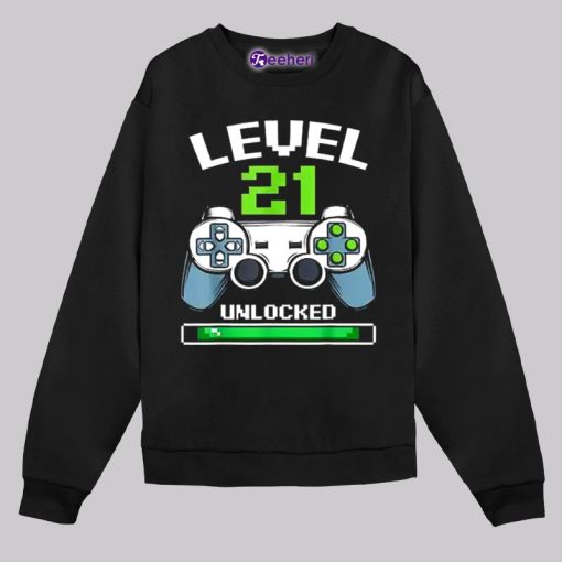 Level 21 Unlocked 21St Birthday Shirt Gift For Boy Love Game