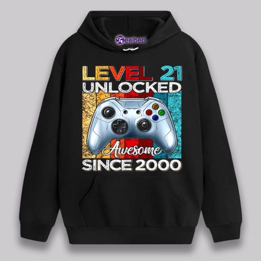 Level 21 Unlocked Awesome Since 2000 21St Birthday Shirt For Boys