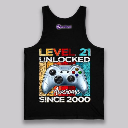 Level 21 Unlocked Awesome Since 2000 21St Birthday Shirt For Boys