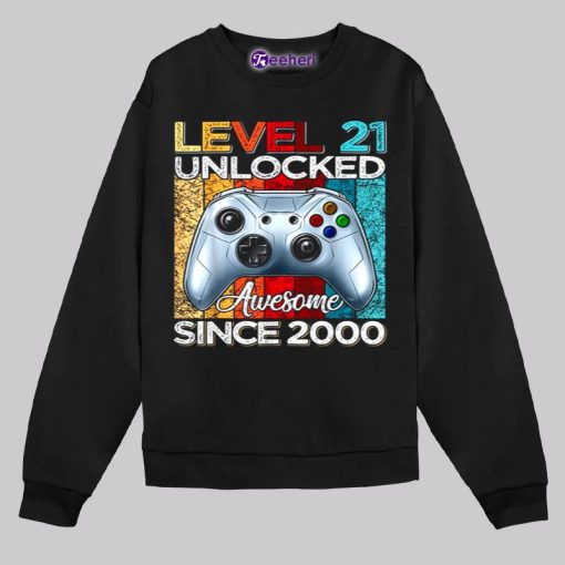 Level 21 Unlocked Awesome Since 2000 21St Birthday Shirt For Boys