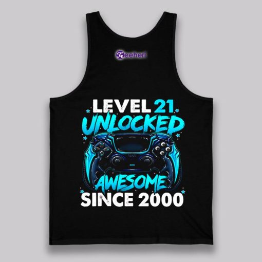 Level 21 Unlocked Awesome Since 2000 21St Birthday Shirt For Gamer