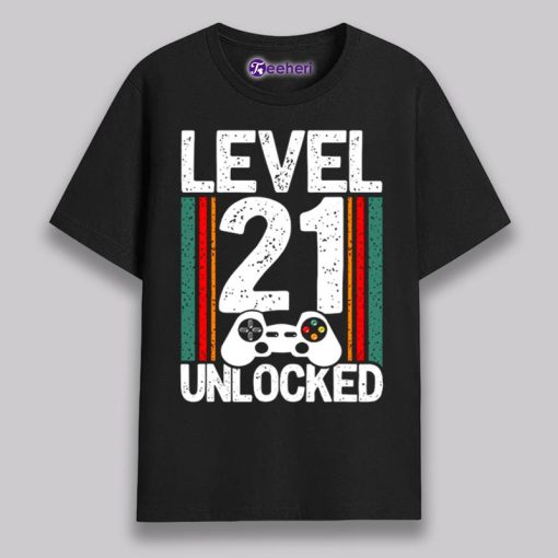 Level 21 Year Old Unlocked 21St Birthday Shirt Graphic Tee