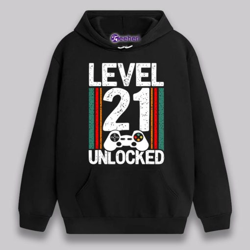 Level 21 Year Old Unlocked 21St Birthday Shirt Graphic Tee