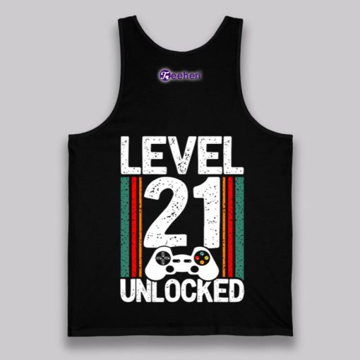 Level 21 Year Old Unlocked 21St Birthday Shirt Graphic Tee