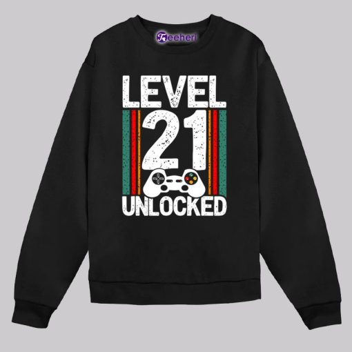 Level 21 Year Old Unlocked 21St Birthday Shirt Graphic Tee