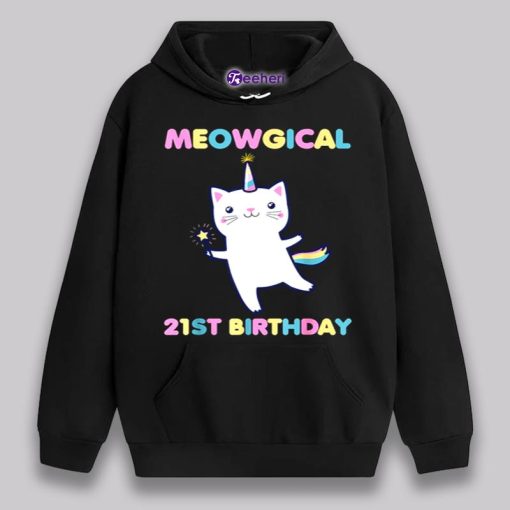 Meowgical 21St Birthday White Cat Shirt Vintage