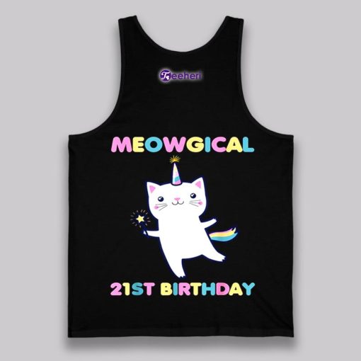 Meowgical 21St Birthday White Cat Shirt Vintage