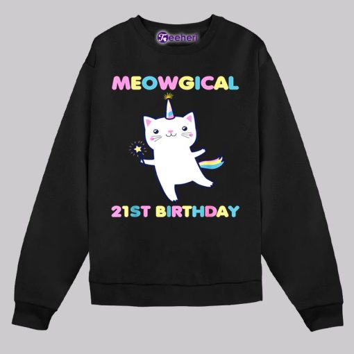 Meowgical 21St Birthday White Cat Shirt Vintage