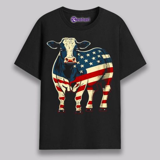 Merry 4Th Of July Patriotic American Cow Shirt Ideas