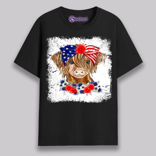 Patriotic Cow Girl 4Th Of July Black Shirt