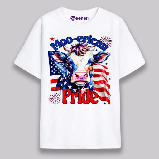 Patriotic Mooerican Pride Cow 4Th Of July White Shirt Mens Womens