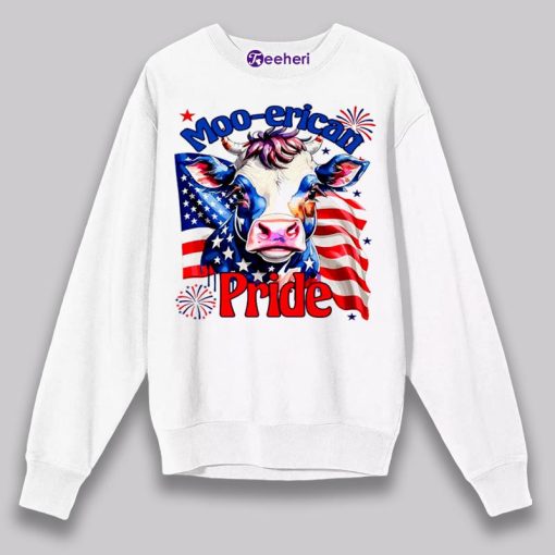 Patriotic Mooerican Pride Cow 4Th Of July White Shirt Mens Womens