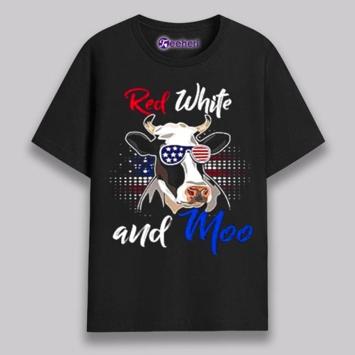 Red White And Moo Independence Day Cow Vintage Shirt Mens Womens