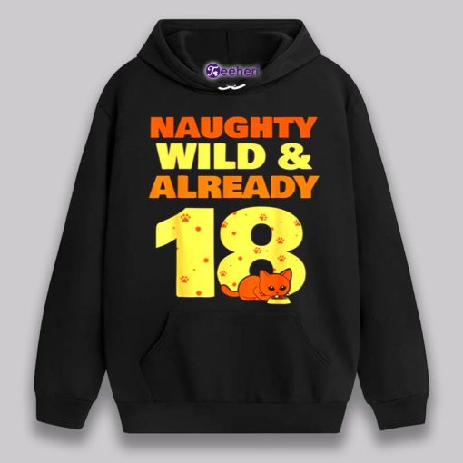 Vintage Naughty Wild And Already 18Th Birthday Cat Shirt Boy Girl