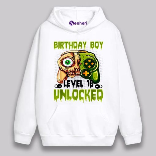 Birthday Boy Level 16 Unlocked Green Game Halloween Shirt Ideas