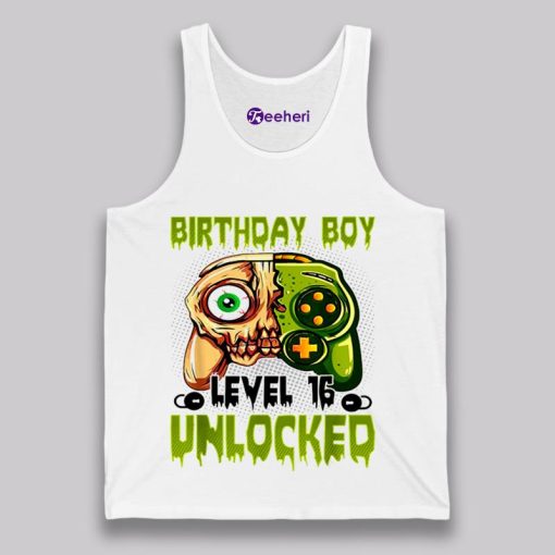 Birthday Boy Level 16 Unlocked Green Game Halloween Shirt Ideas