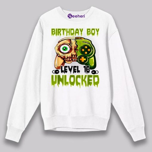 Birthday Boy Level 16 Unlocked Green Game Halloween Shirt Ideas