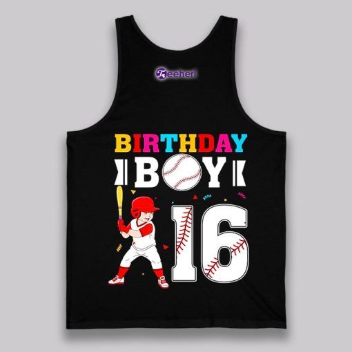 Cute 16Th Birthday Boy Baseball Black Shirt Graphic