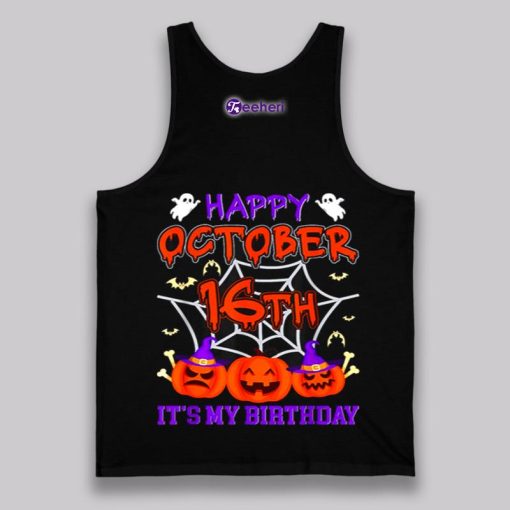 Happy October 16Th Sixteenth Halloween Pumpkin Birthday Shirt Boys Girls