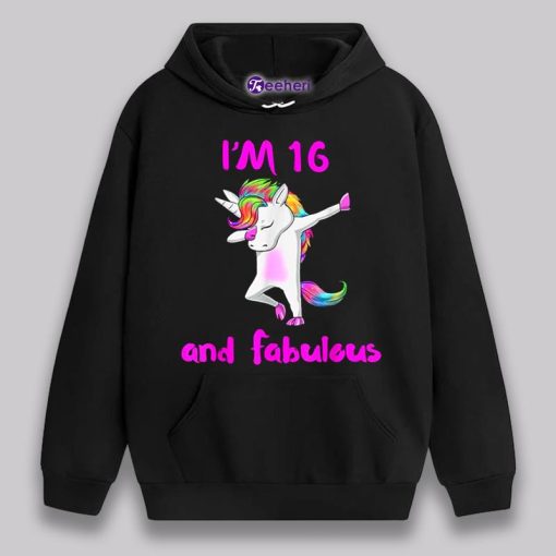 Im 16 And Fabulous Sweet Sixteen Pink Unicorn Birthday Shirt Cotton