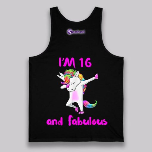 Im 16 And Fabulous Sweet Sixteen Pink Unicorn Birthday Shirt Cotton